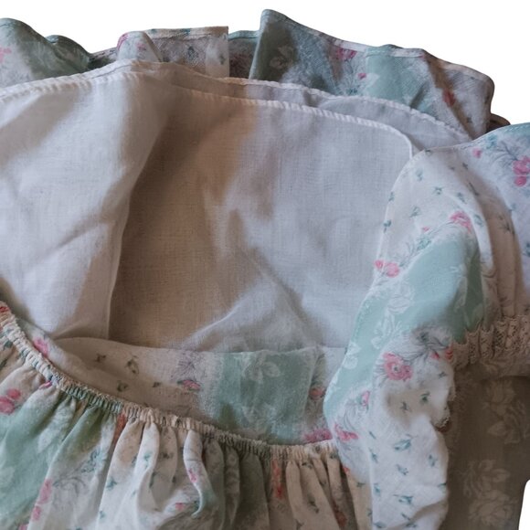 4T Girls 1970's Vintage Toddler Girls Floral Ruffle Boho Sundress USA Hippie - Picture 5 of 5